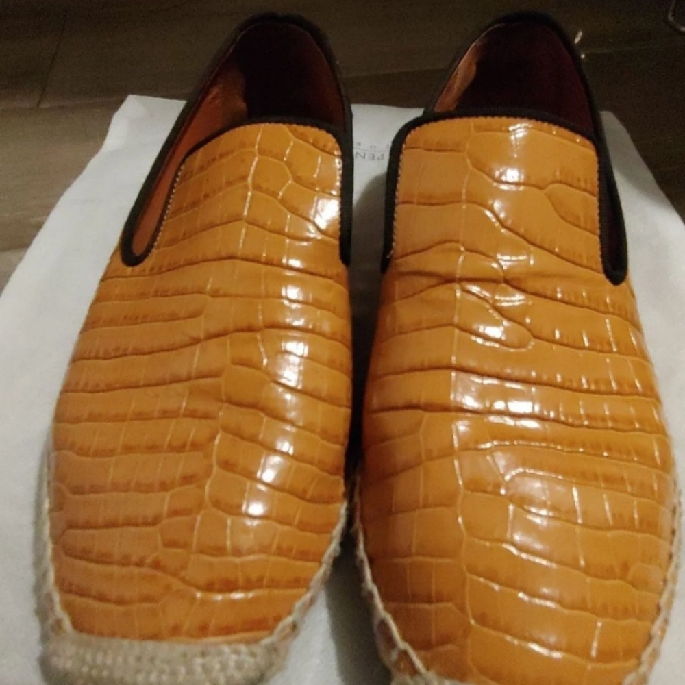 Celine Caramel Tan Croc Print Espadrilles Size Eur